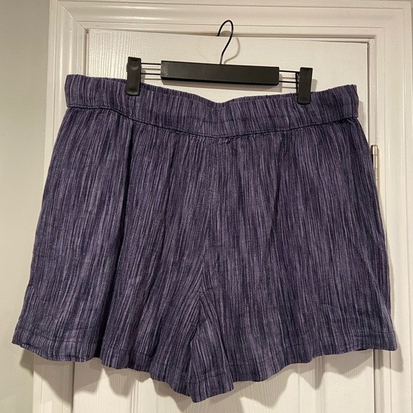 NWOT Time & Tru Size XL Blue Linen Blend Comfy Pull On Drawstring Shorts Pockets - Picture 7 of 12